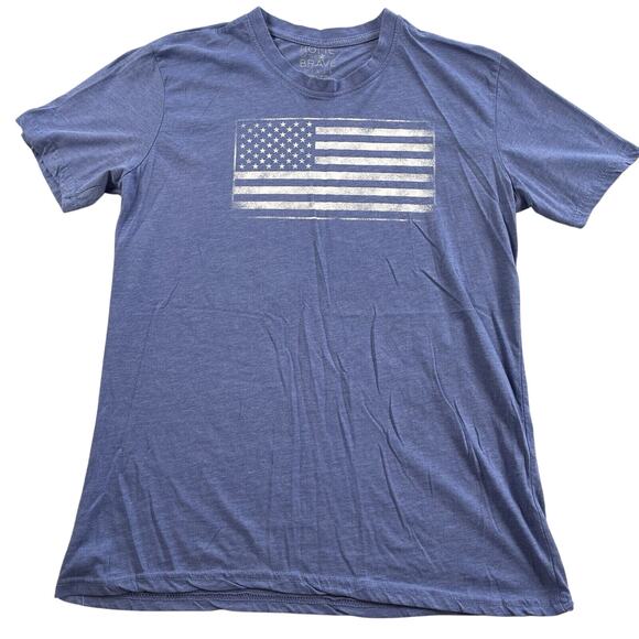 Home of the Brave T-shirt Mens Large Blue American Flag Graphic Short Sleeve - Picture 1 of 11